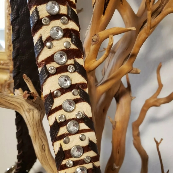 CHARM & LUCK NWD Zebra Calf Hair Brown Ltr Bag Vintage - Picture 5 of 12